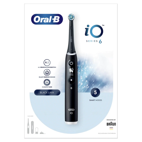 Oral-B iO 6N Elektrische Tandenborstel Zwart Lava + 8 Opzetborstels