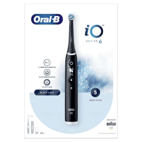 Oral-B iO 6N Elektrische Tandenborstel Zwart Lava + 8 Opezetborstels