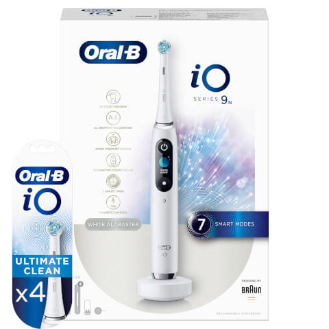 Oral-B iO9n White Alabaster Electric Toothbrush + 4 Refills