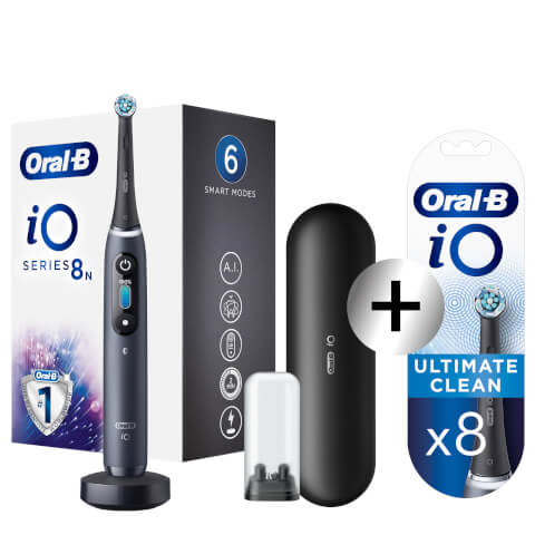Oral-B iO8n Elektrische Tandenborstel Zwart + 8 Opzetborstels