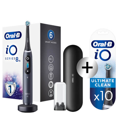 Oral-B iO8n Elektrische Tandenborstel Zwart + 10 Opzetborstels