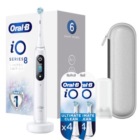 Oral-B iO8 Limited Edition Elektrische Tandenborstel Wit + 8 Opzetborstels