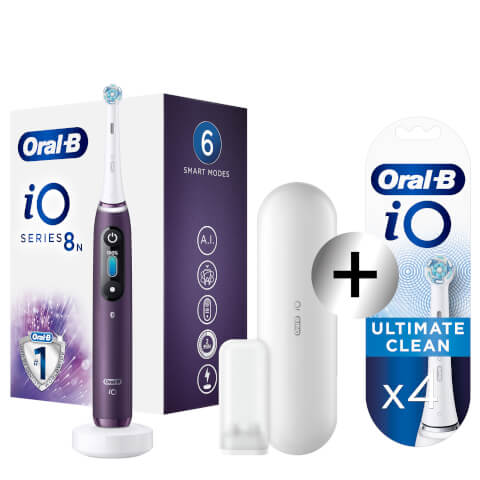 Oral-B iO8 Violet Electric Toothbrush with Travel Case + 4 Refills