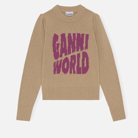 Ganni Intarsia-Knit Recycled Wool-Blend Jumper