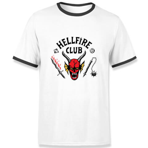 怪奇物语 Stranger Things Hellfire Club Unisex Ringer T-Shirt - White/Black