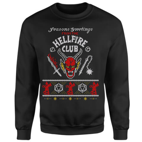 Stranger Things Hellfire Club Christmas Christmas Jumper - Black