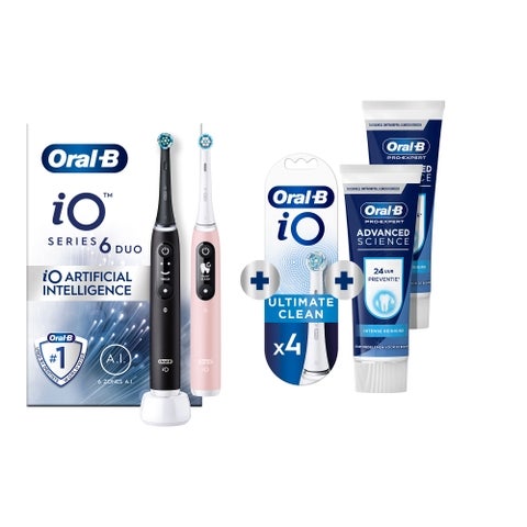 Oral-B iO 6 Elektrische Tandenborstel Zwart & Roze Duoverpakking