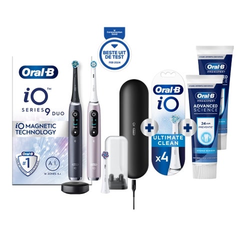 Oral-B iO 9N Elektrische Tandenborstel Zwart & Roze Duoverpakking