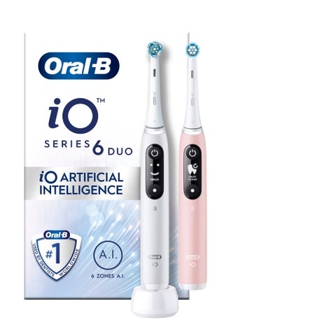 Oral-B iO 6 Elektrische Tandenborstel Wit & Roze Duoverpakking