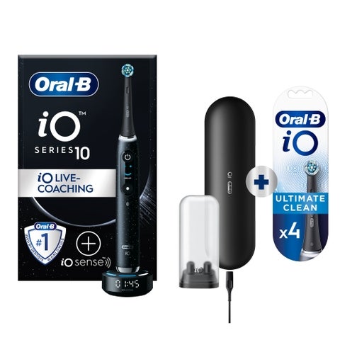 Oral-B iO 10 Elektrische Tandenborstel Cosmic Zwart + 4 Opzetborstels