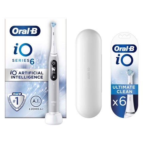 Oral B iO - 6 - Grey Electric Toothbrush Designed by Braun +6 Refills