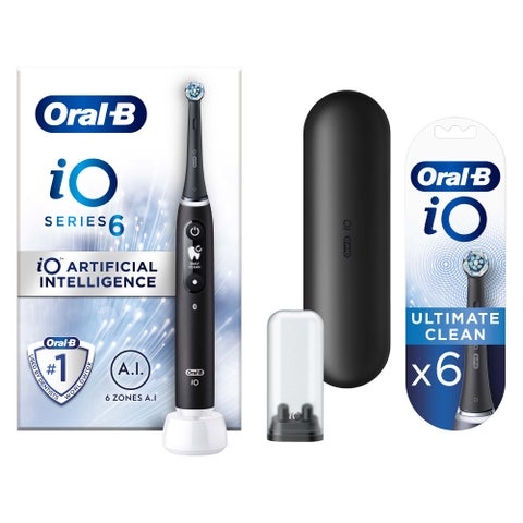 Oral B iO6 Black Onyx Electric Toothbrush with Travel Case +6 Refills