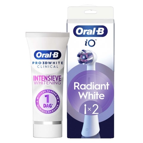 Oral-B Pro 3DW Clinical Intensieve Whitening Tandpasta en 2 Witte Opzetborstels Bundel