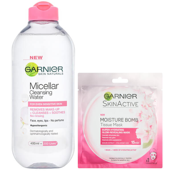 Garnier Garnier Micellar Water Sensitive Skin and Hydrating Moisture Bomb Face Sheet Mask Kit Exclusive