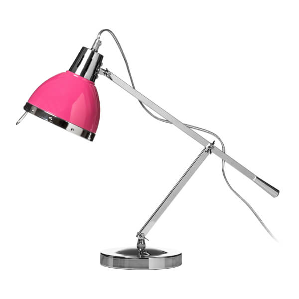 hot pink shade chrome table lamp homebase