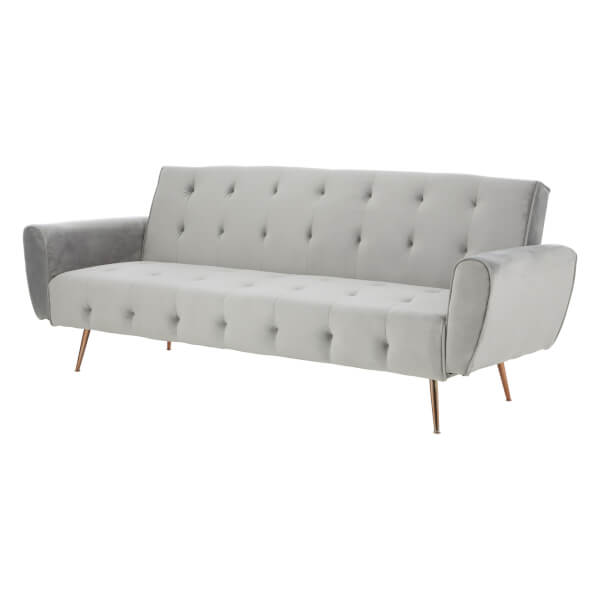 bowery sofa bed grey velvet homebase