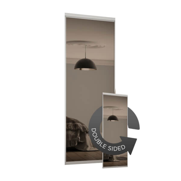 Duo Sliding Wardrobe Door Bronze Mirror with Aluminium Frame W