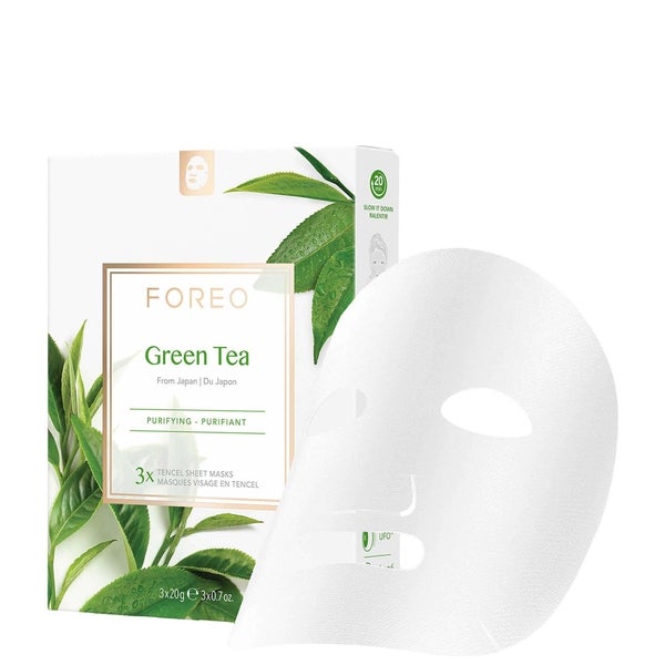 FOREO FOREO Green Tea Purifying maschera viso in tessuto (Confezione da 3)