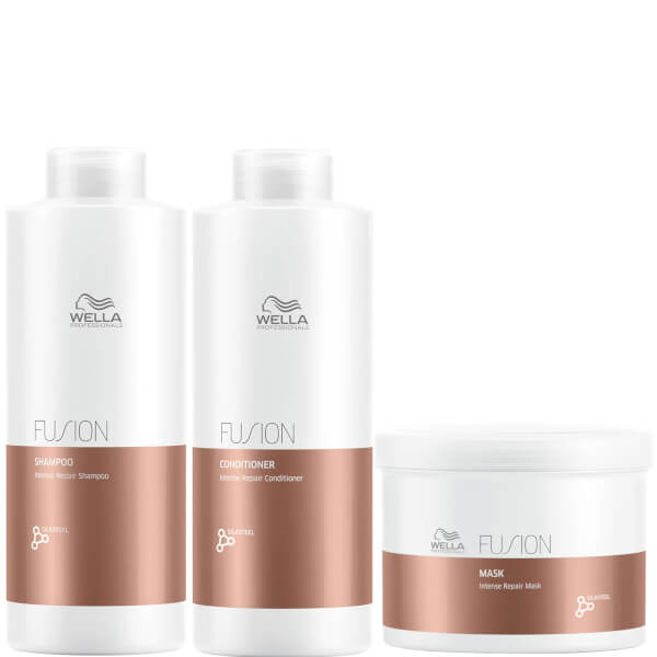 Wella Professionals Care Wella Professionals Fusion Repair Shampoo Conditioner and Mask Super Size Regime Bundle