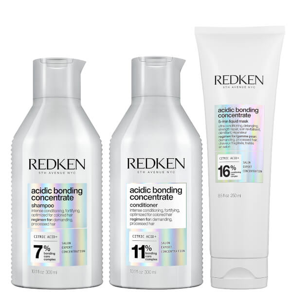Redken Redken Acidic Bonding Concentrate Shampoo Conditioner and 5-Minute Liquid Hair Mask Bond Repair Bundle