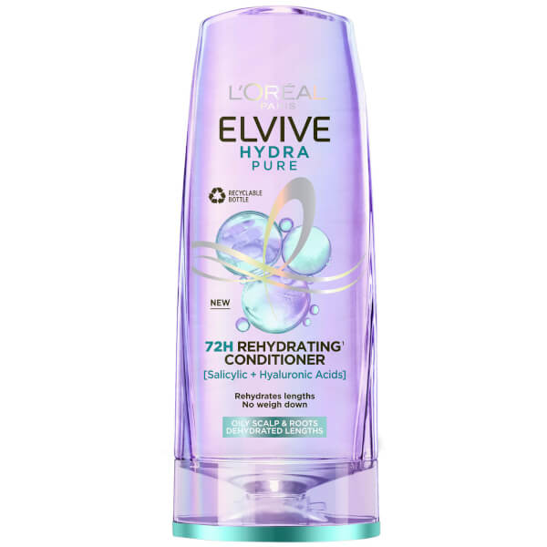 Lu0027Oréal Paris L'Oréal Paris Elvive Hydra Pure 72h Rehydrating Conditioner with Hyaluronic and Salicylic Acids 400ml