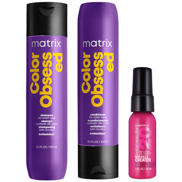 Matrix Matrix Color Obsessed Shampoo Conditioner and Miracle Creator 20 Travel Size Bundle for Coloured Hair