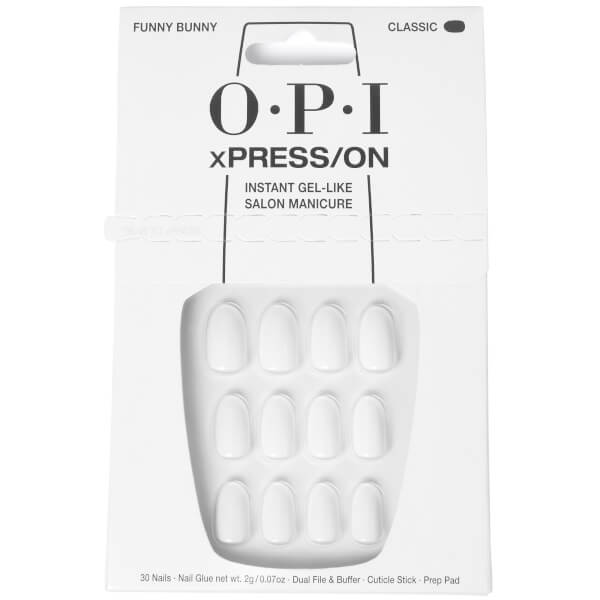 OPI OPI xPRESS/ON White Press On Nails Gel-Like Salon Manicure - Funny Bunny