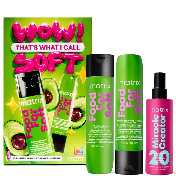 Matrix Matrix Food for Soft Hydrating Shampoo Conditioner and Miracle Creator Leave-in Spray Haircare Gift Set for Dry Hair
