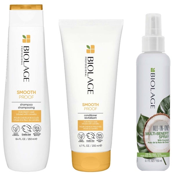 Biolage Biolage Smooth Proof Shampoo and Conditioner and All-in-One Coconut Infusion Multi-Benefit Leave-in Hair Spray Bundle
