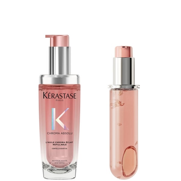 Kerastase Kérastase Chroma Absolu Refillable Hair Oil and Refill Capsule Duo for Fine to Medium Hair with Glycerin & Hyaluronic Acid 75ml
