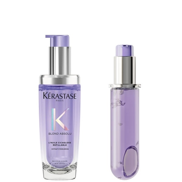 Kerastase Kérastase Blond Absolu L’Huile Cicagloss Refillable Hair Oil 75ml and Refill Capsule Duo for Blonde or Lightened Hair