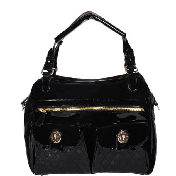 French Connection Betty Slouch Quilted Tote Bag Black Womens