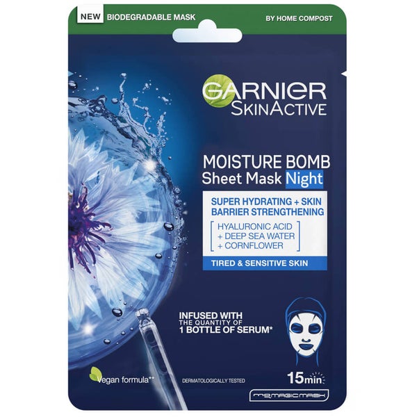 Garnier Moisture Bomb Deep Sea Water & Hyaluronic Acid Tissue Mask Night 32 g