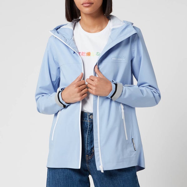 Superdry Women s Long Sleeved Essentials Sleeved Harpa Waterproof Jacket Blue Heron TheHut