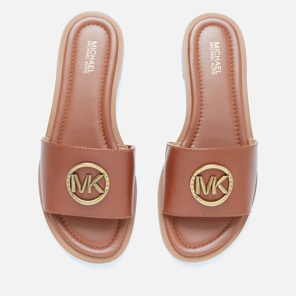 MICHAEL MICHAEL KORS Women's Brynn Leather Slide Sandals - Luggage |  TheHut.com