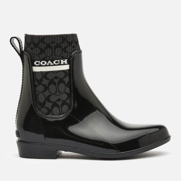 Coach Women s Rivington Signature Knit Rain Boots Black TheHut