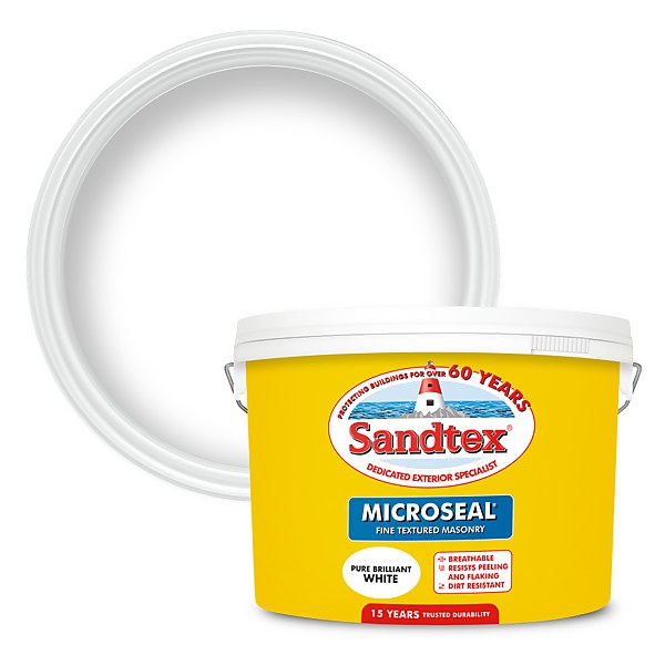 Sandtex fine textured masonry paint pure brilliant white 10ltr clearance