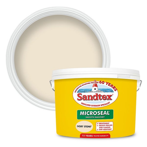 Sandtex Ultra Smooth Masonry Paint Ivory Stone - 10L | Homebase