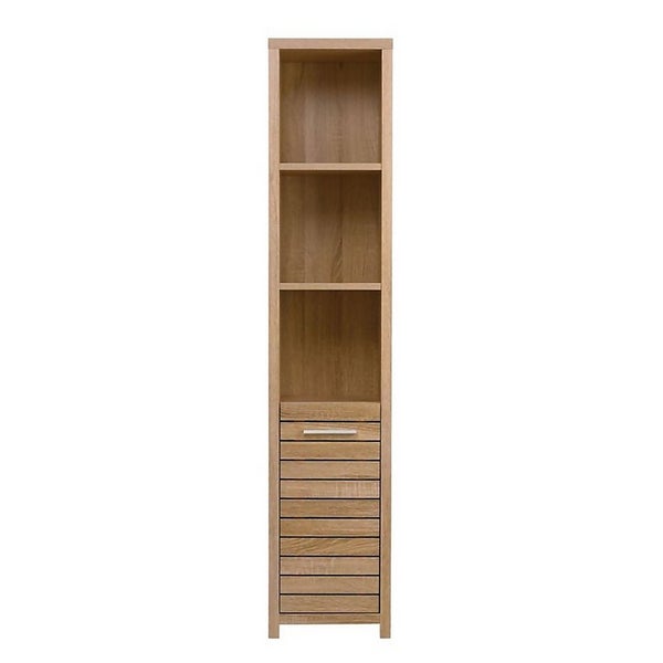 Mondella Skydale Tall Boy Bathroom Cabinet Slatted Wood Grain