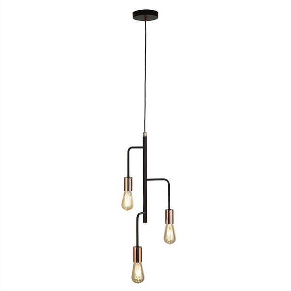Berri 3 Light Pendant Matt Black And Copper Homebase - Diy Pendant Light Kit Bunnings