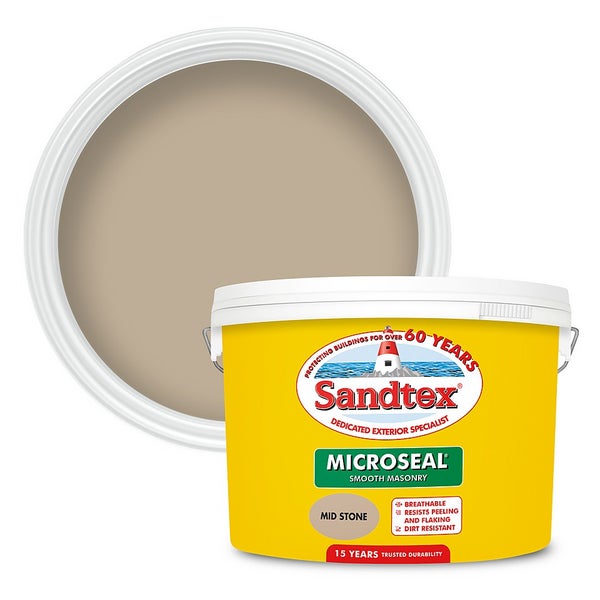 Sandtex Ultra Smooth Masonry Paint Mid Stone - 10L | Homebase