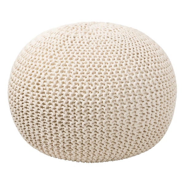 Charles Chunky Knit Pouffe Cream Homebase