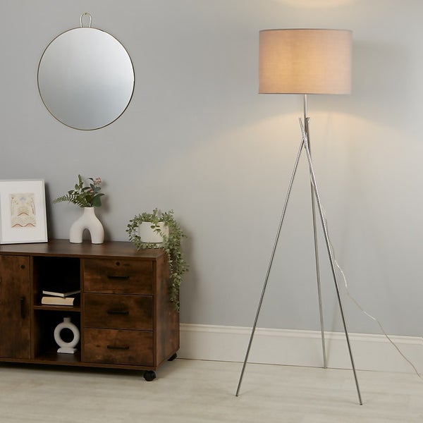 Bella Tripod Floor Lamp Grey Homebase