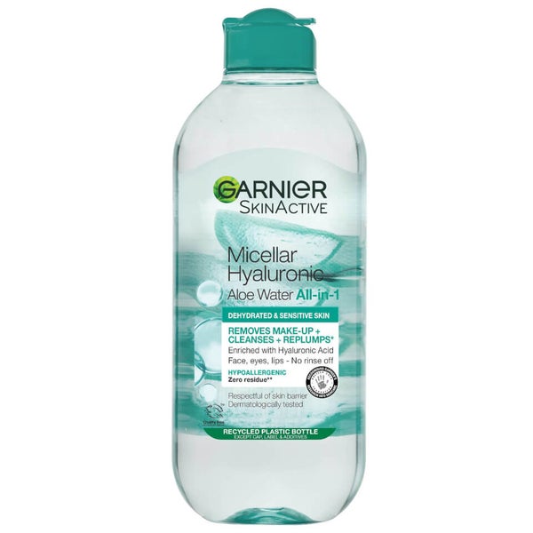 Garnier Micellar Hyaluronic Aloe Water 400ml, Cleanse and Replump