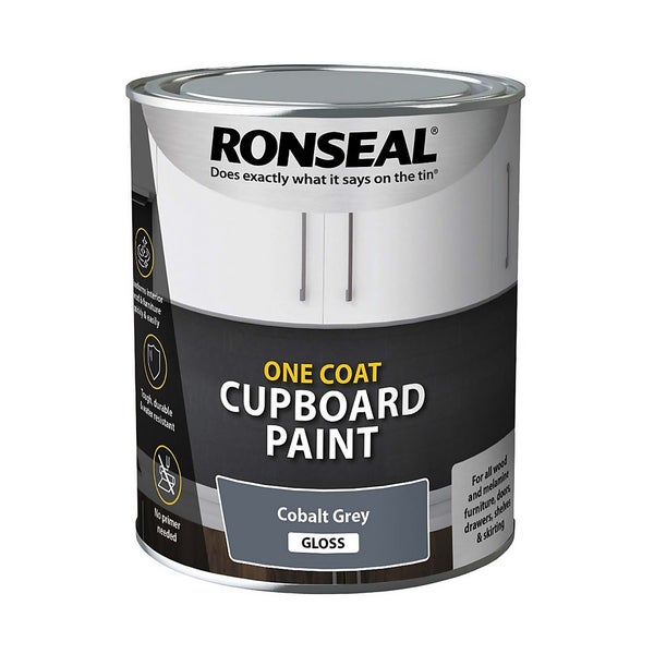 Ronseal One Coat Cupboard Paint Cobalt Grey Gloss 750ml