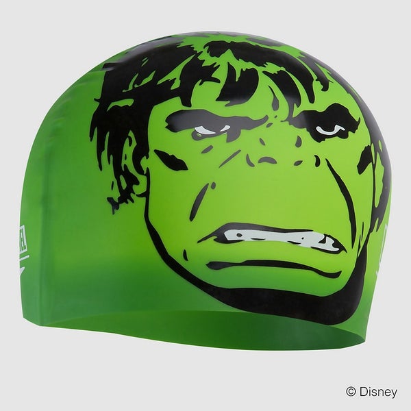 Junior Hulk Print Swim Cap Green Speedo