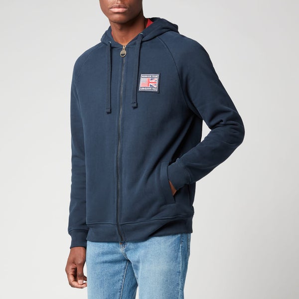 Barbour International X Steve McQueen Men s Team Badge Hoodie Navy TheHut
