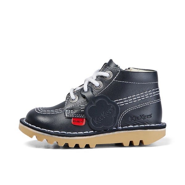 Infant Unisex Kick Hi Zip Leather Navy Kickers