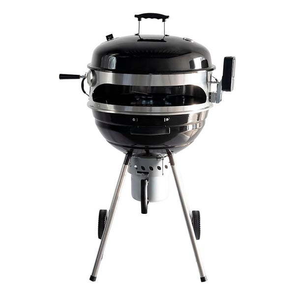 Jumbuck kettle bbq with pizza and rotisserie ring top