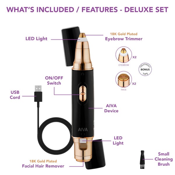 Spa Sciences AIVA Facial Hair Remover and Eyebrow Trimmer - Black 1